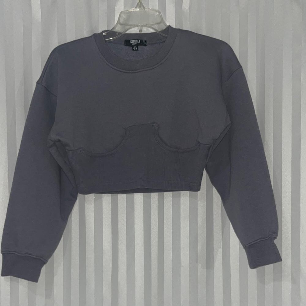 Misguided Women's Petite Warm Grey Cropped Sweatshirt